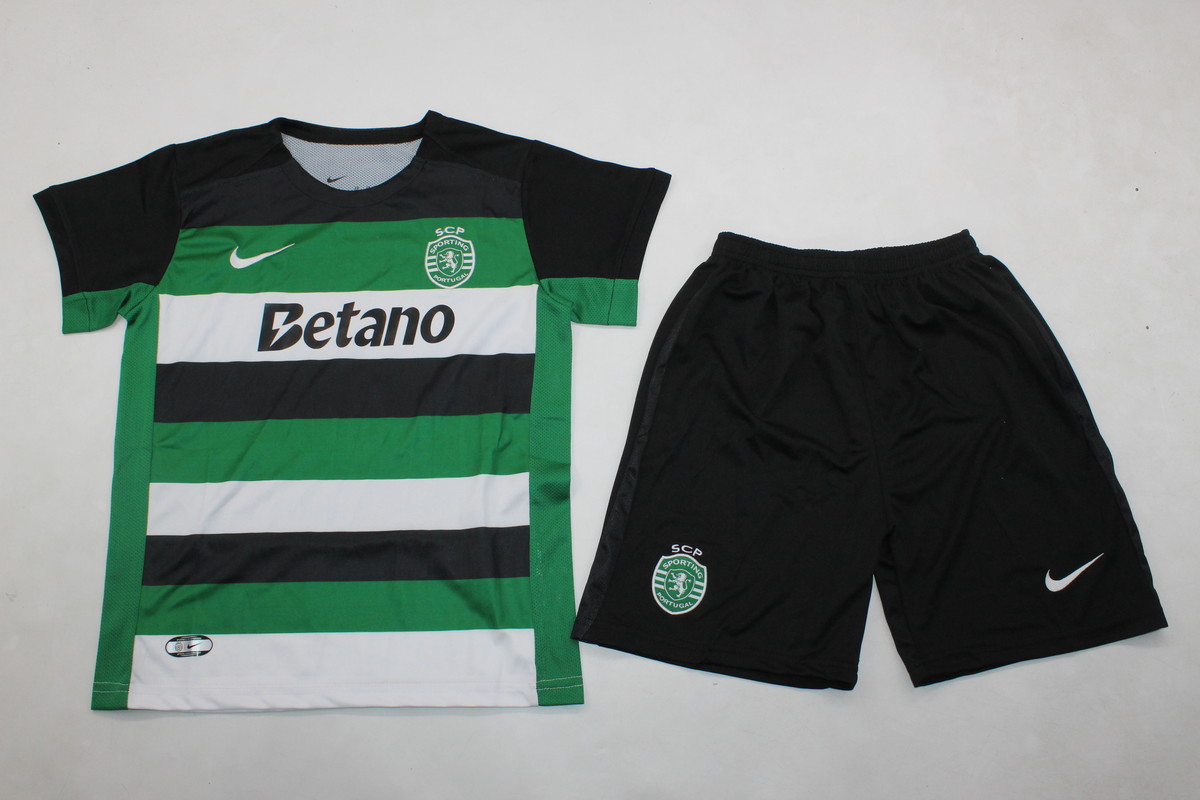 Kids-Sporting Lisbon 24/25 Home Soccer Jersey